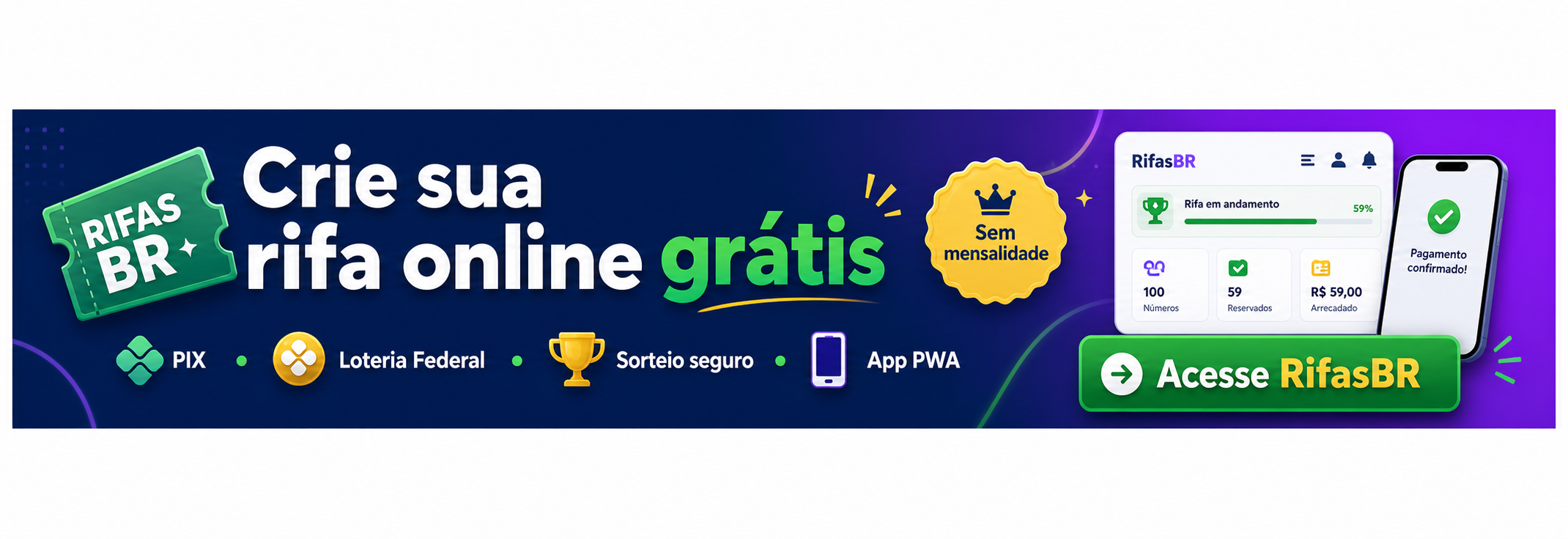 Crie sua rifa online grátis na RifasBR
