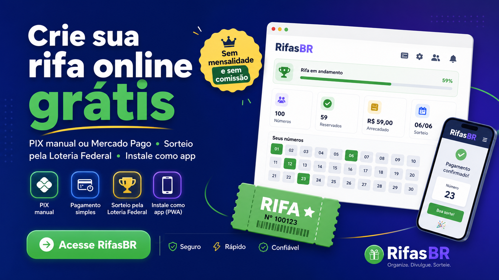 Crie sua rifa online grátis na RifasBR